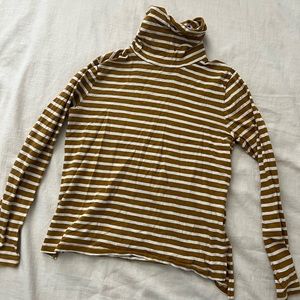 Mustard striped Madewell turtleneck long sleeve